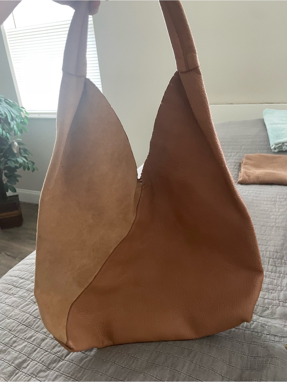 Shiraleah Chicago Arden Suede Vegan Leather Two Tone Tote Hobo Bag